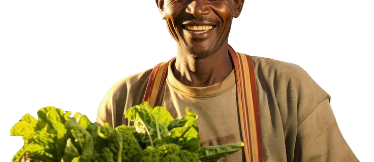 farmer with basket of vegetables for SRB Groceries