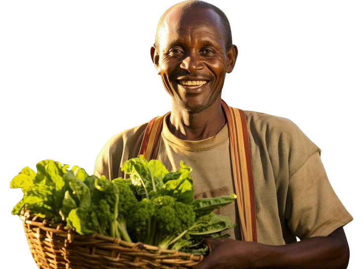 farmer with basket of vegetables for SRB Groceries